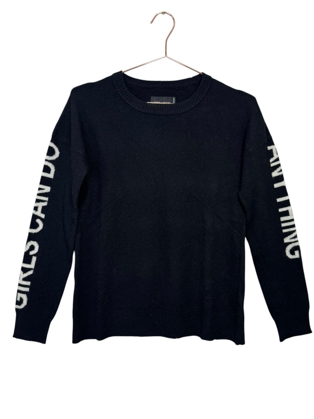 NEW Zadig and Voltaire Gaby Cashmere Sweater Girls Can Do Anything Black Small - Picture 4 of 9